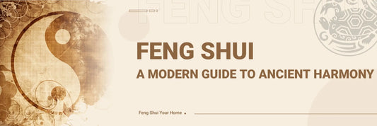 Blog banner image with a Tai Chi pattern on the left, and a Black Tortoise totem in the upper right corner. Blog title is "Feng Shui: A Modern Guide to Ancient Harmony"