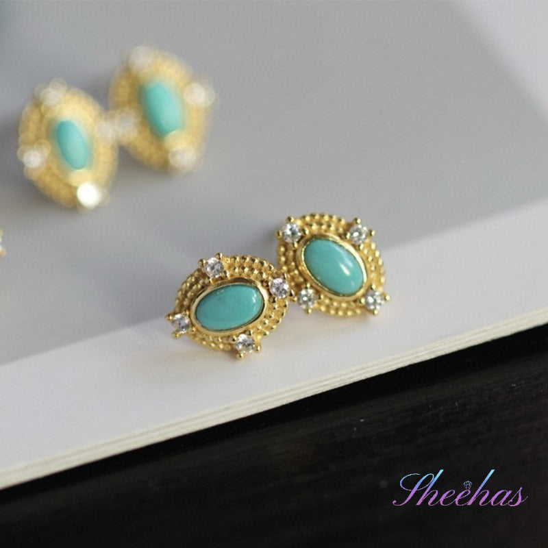 Sheehas Turquoise Wealth Activation Stud Earrings