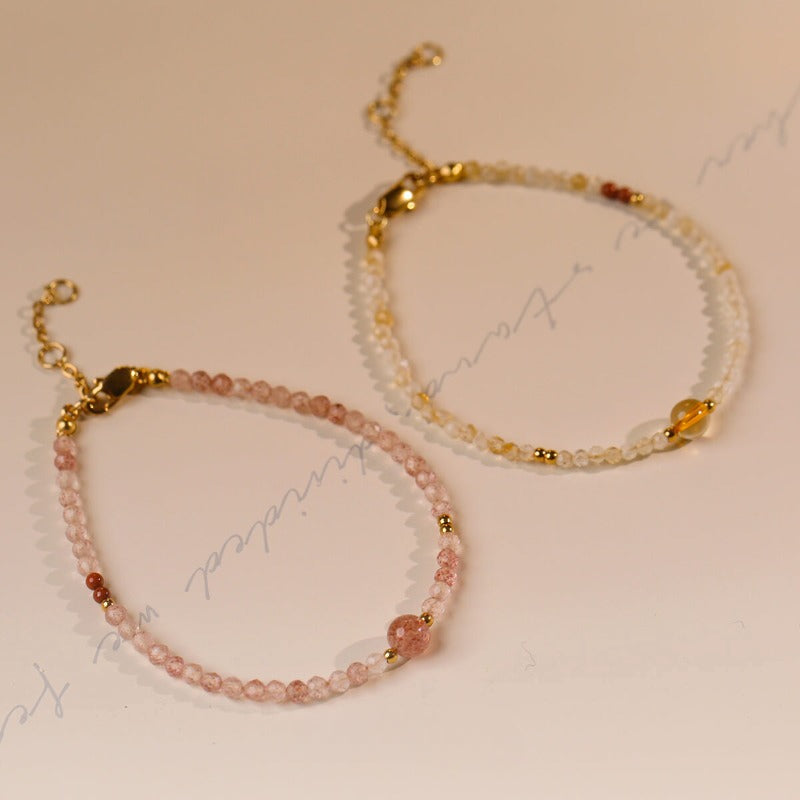 Sheehas Feng Shui Natural Crystal 18K Gold-plated Adjustable Stackable Bracelet: Improve Your Luck