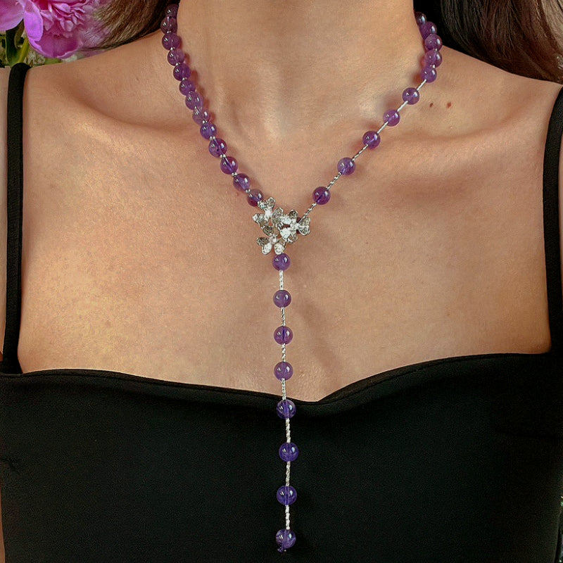Natural Amethyst Crystal Healing Adjustable Necklace