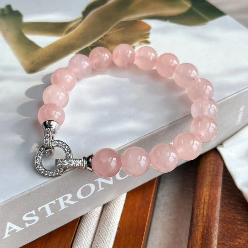 Sheehas Natural Rose Quartz Beaded Emotion Healing Jewelry Set: Attracts Love