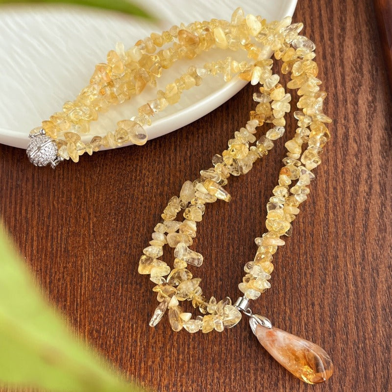 Natural Citrine Multi-layer Maillard-style Necklace by Sheehas