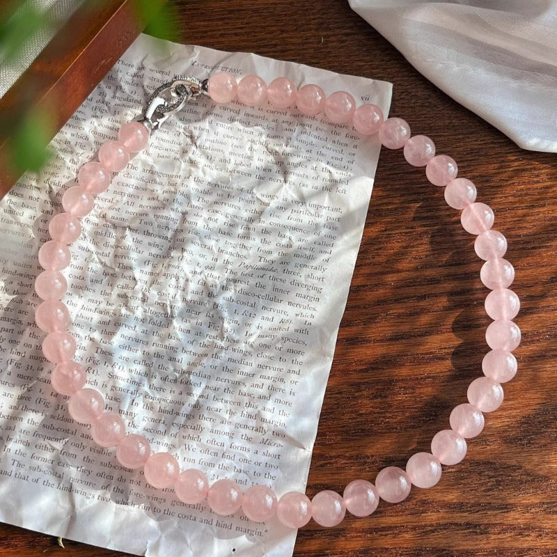 Sheehas Natural Rose Quartz Beaded Emotion Healing Jewelry Set: Attracts Love