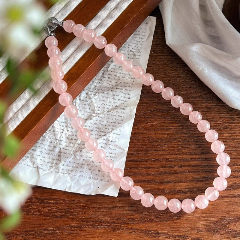 Sheehas Natural Rose Quartz Beaded Emotion Healing Jewelry Set: Attracts Love