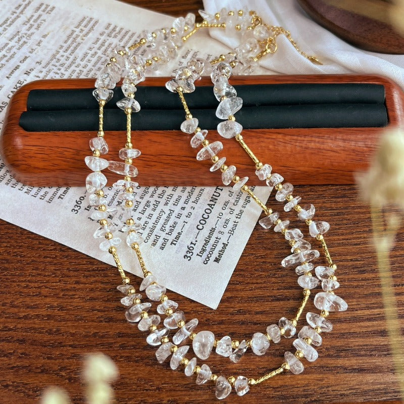 Natural Clear Quartz Starry Sky Adjustable Necklace