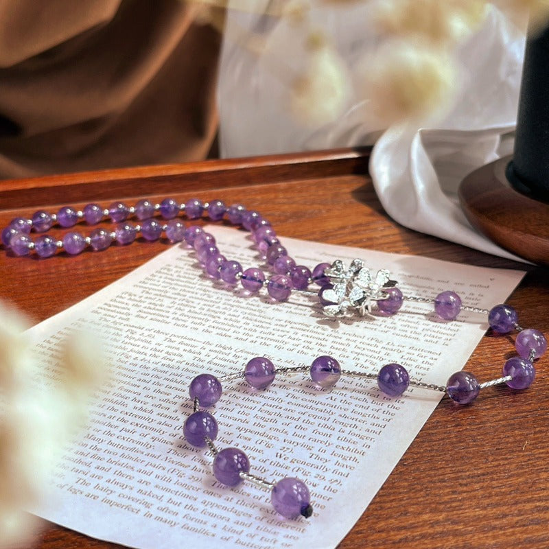 Natural Amethyst Crystal Healing Adjustable Necklace