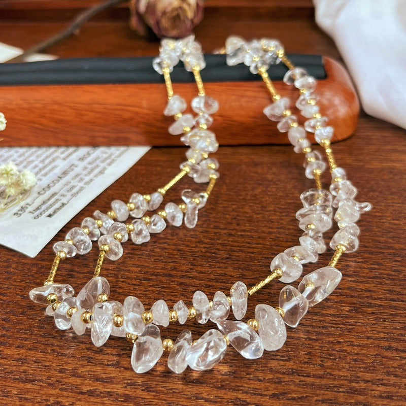 Natural Clear Quartz Starry Sky Adjustable Necklace