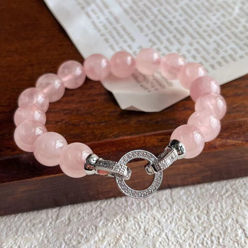 Sheehas Natural Rose Quartz Beaded Emotion Healing Jewelry Set: Attracts Love
