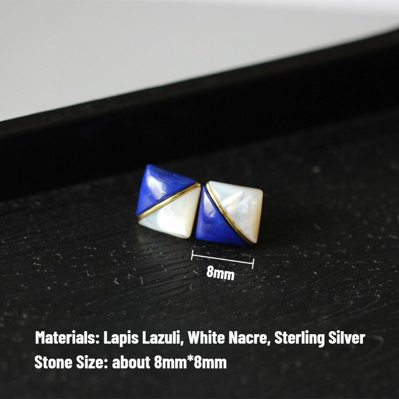 Tears of the Stars - Dual Energy Guardian Earrings with Natural Lapis Lazuli & White Nacre