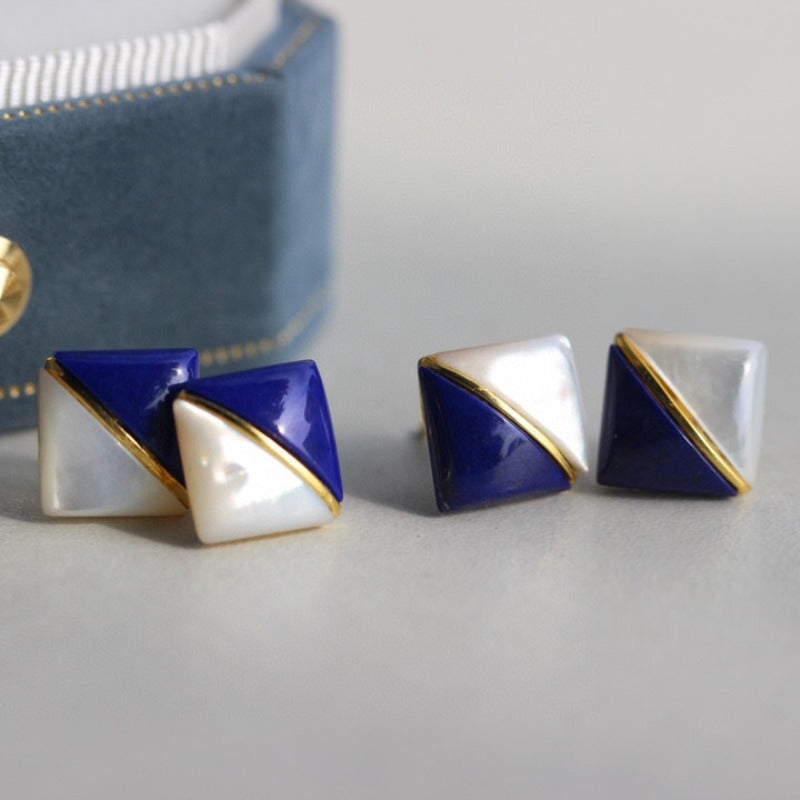Tears of the Stars - Dual Energy Guardian Earrings with Natural Lapis Lazuli & White Nacre