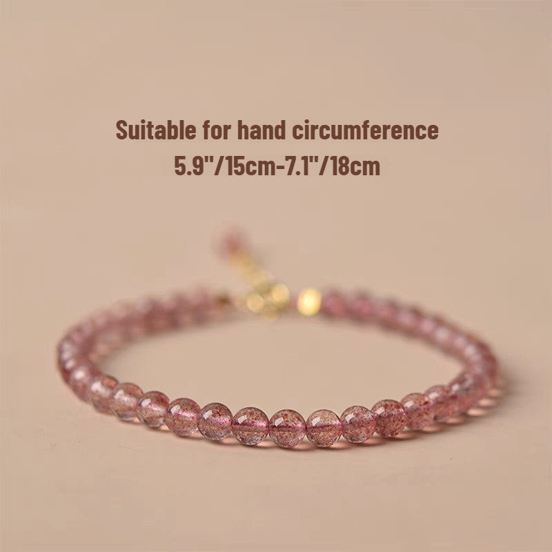 Sheehas Feng Shui Natural Strawberry Crystal Heart Chakra Healing Stackable Bracelet