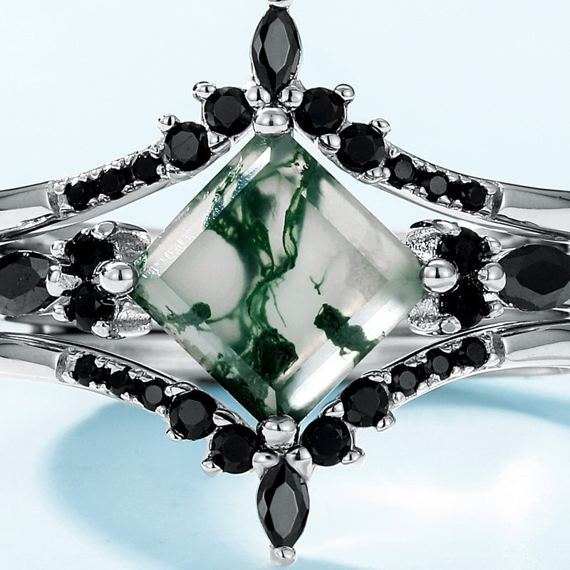 Multiple Ways to Style | Sheehas Moss Agate & Sterling Silver Stackable Triple Layer Rings