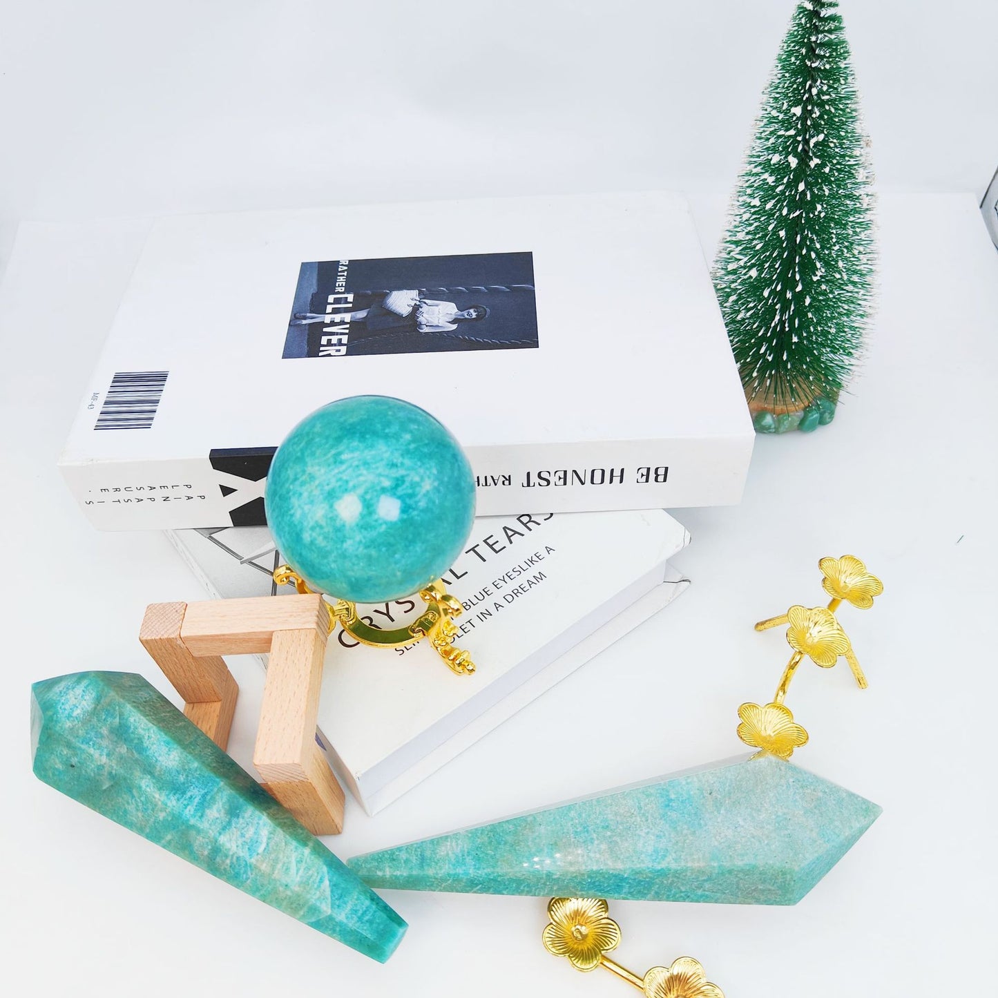 Ensemble de sceptres en amazonite naturelle Feng Shui de Sheehas - La clé de l'énergie du chakra de la gorge et du chakra du cœur