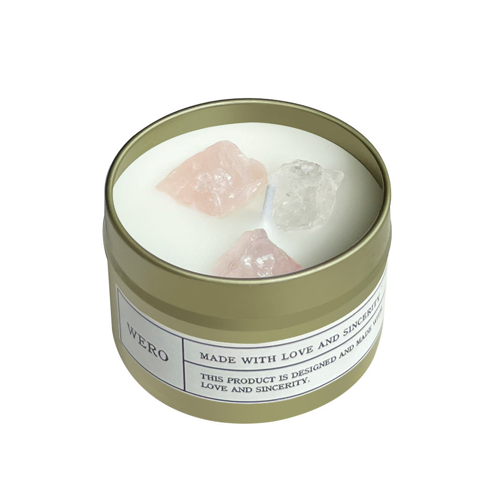Sheehas Feng Shui Metal Canned Crystal Stone Aromatherapy Candle -- Positive Emotion Boost