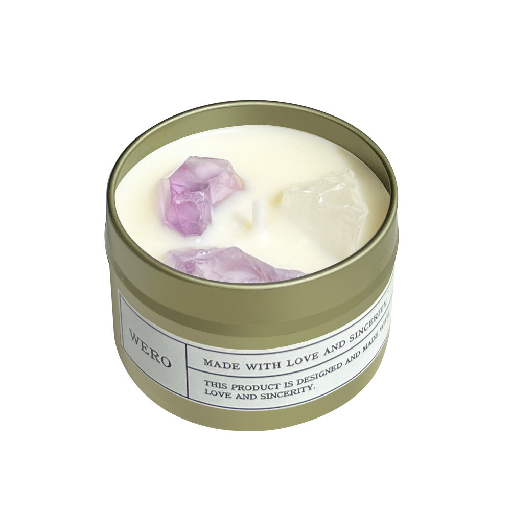 Sheehas Feng Shui Metal Canned Crystal Stone Aromatherapy Candle -- Positive Emotion Boost