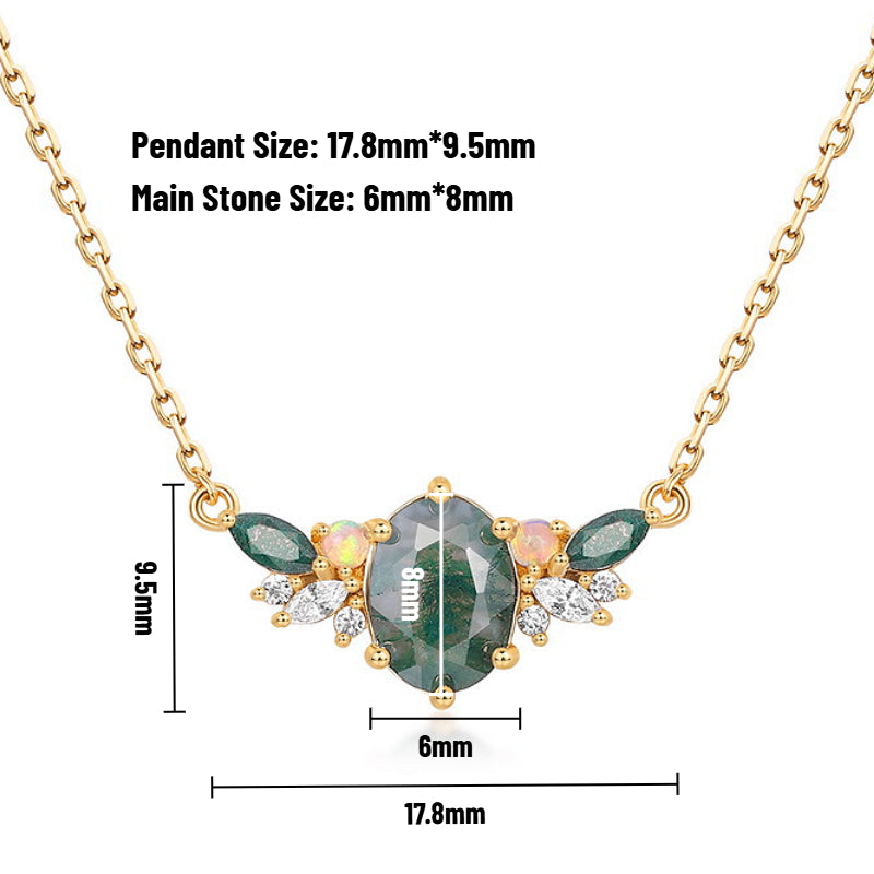 Moss Agate 10K Gold-Plated Sterling Silver Oval Flower-cluster Choker Necklace
