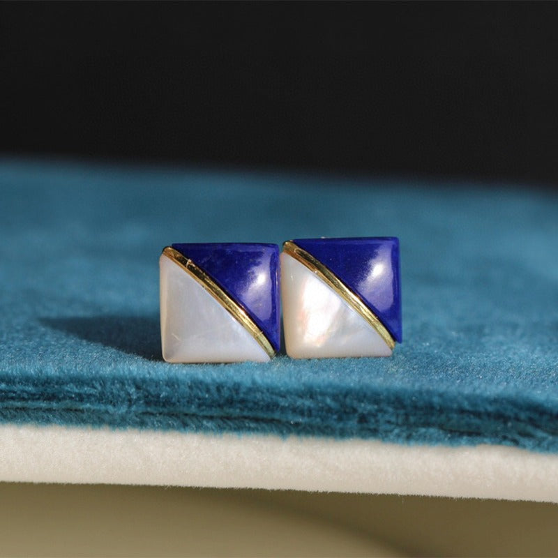 Tears of the Stars - Dual Energy Guardian Earrings with Natural Lapis Lazuli & White Nacre