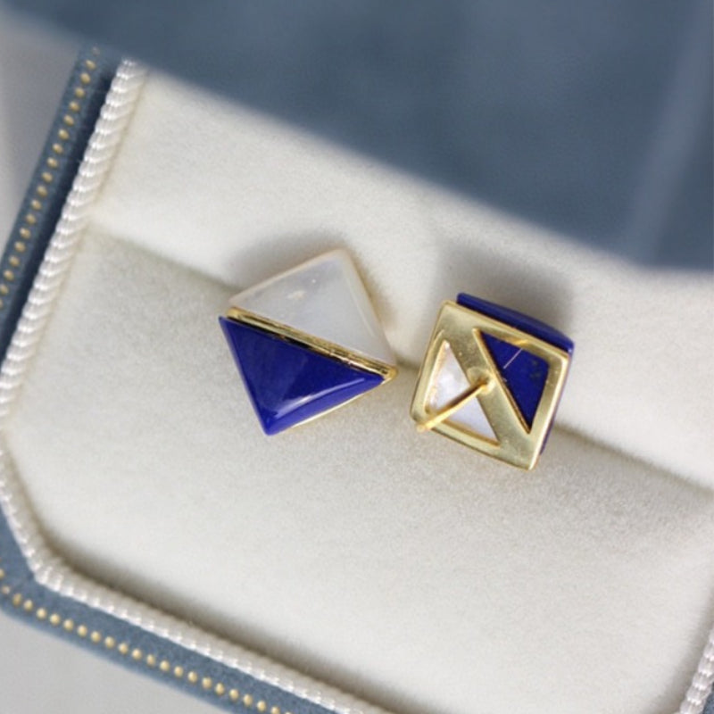 Tears of the Stars - Dual Energy Guardian Earrings with Natural Lapis Lazuli & White Nacre