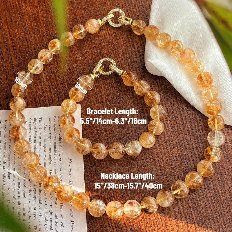 Sheehas Feng Shui Natural Citrine Wealth-Gathering Necklace and Bracelet Set