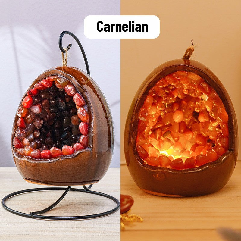 Dinosaur Egg Crystal Raw Stone Night Light