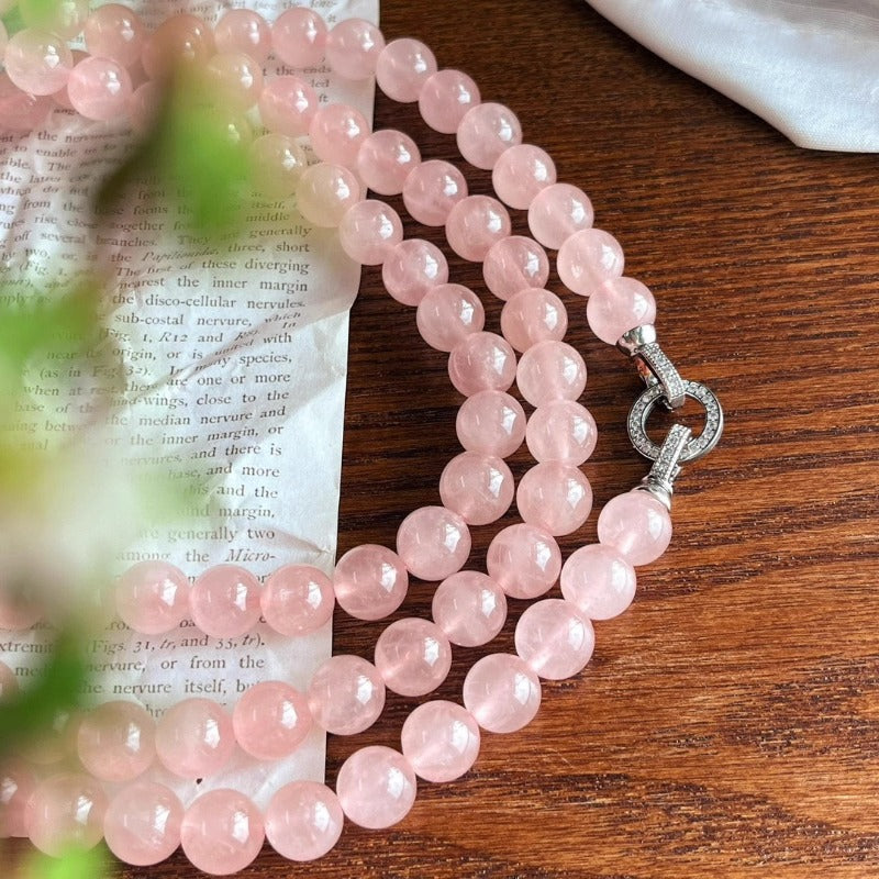 Sheehas Natural Rose Quartz Beaded Emotion Healing Jewelry Set: Attracts Love