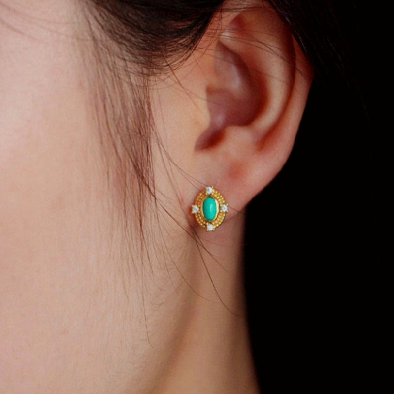 Sheehas Turquoise Wealth Activation Stud Earrings
