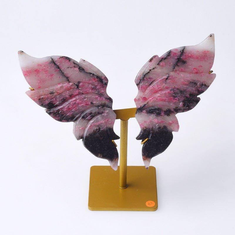 Sheehas Chakra Healing Natural Rainbow Fluorite/Rhodonite Angel Wings - Energy Aura Booster - 我的商店 -