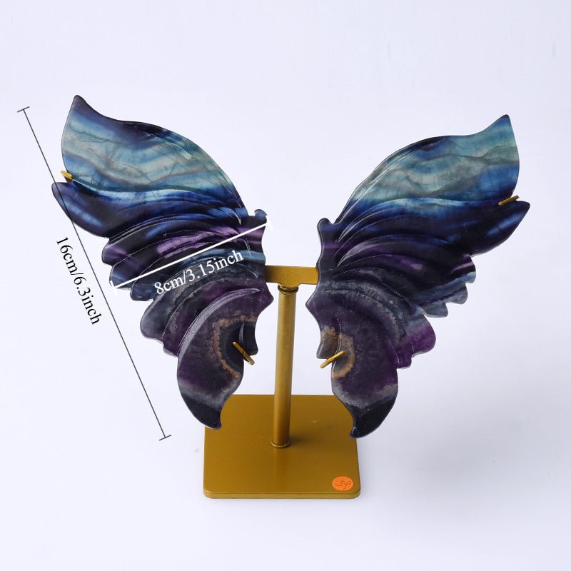 Sheehas Chakra Healing Natural Rainbow Fluorite/Rhodonite Angel Wings - Energy Aura Booster - 我的商店 -