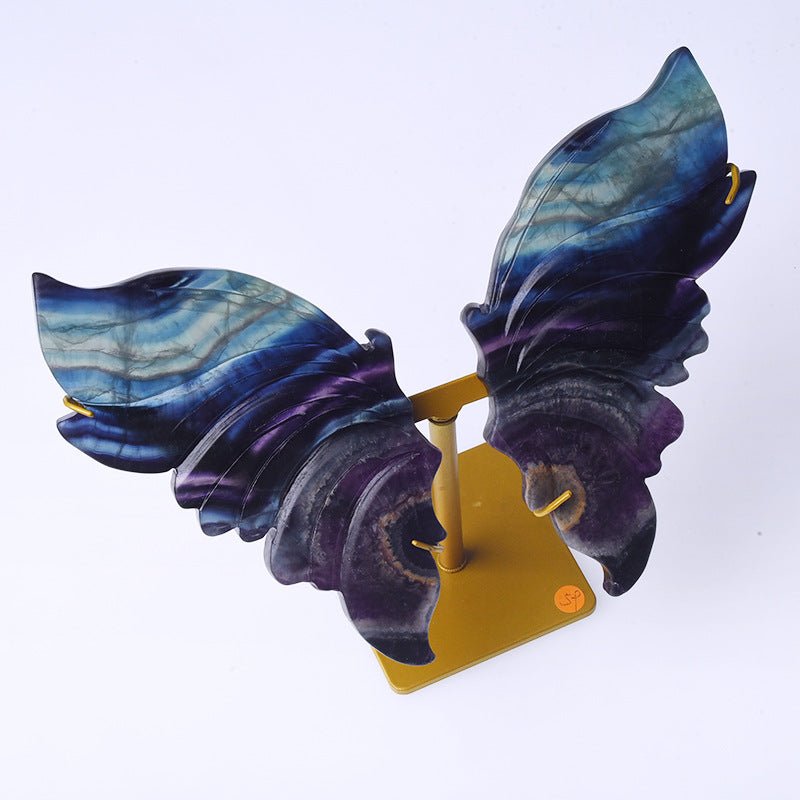 Sheehas Chakra Healing Natural Rainbow Fluorite/Rhodonite Angel Wings - Energy Aura Booster - 我的商店 -