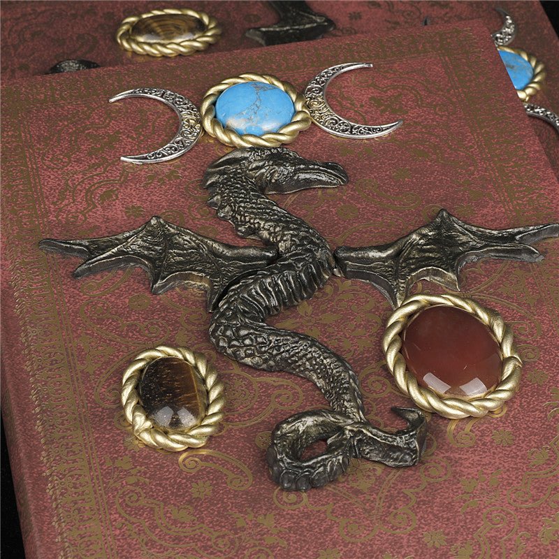 Sheehas Dragon - Embroidered Feng - Shui Protection Crystal Turquoise Magic Notebook 10"*7.5"*0.8" - 我的商店 - Artwork in Decor