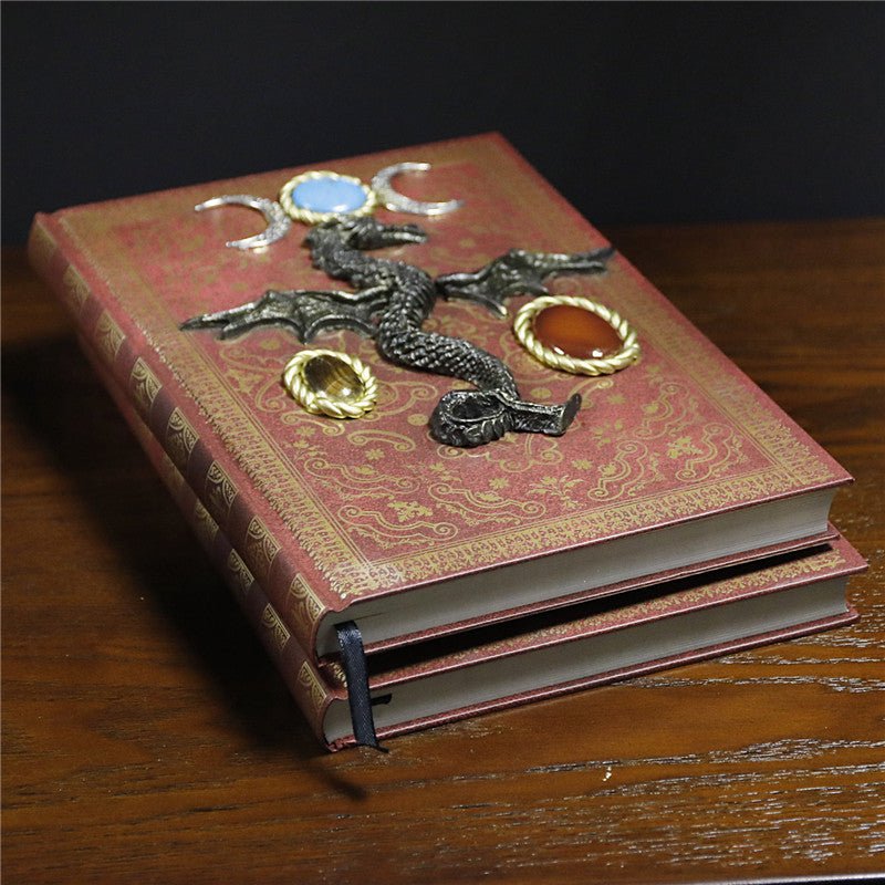 Sheehas Dragon - Embroidered Feng - Shui Protection Crystal Turquoise Magic Notebook 10"*7.5"*0.8" - 我的商店 - Artwork in Decor
