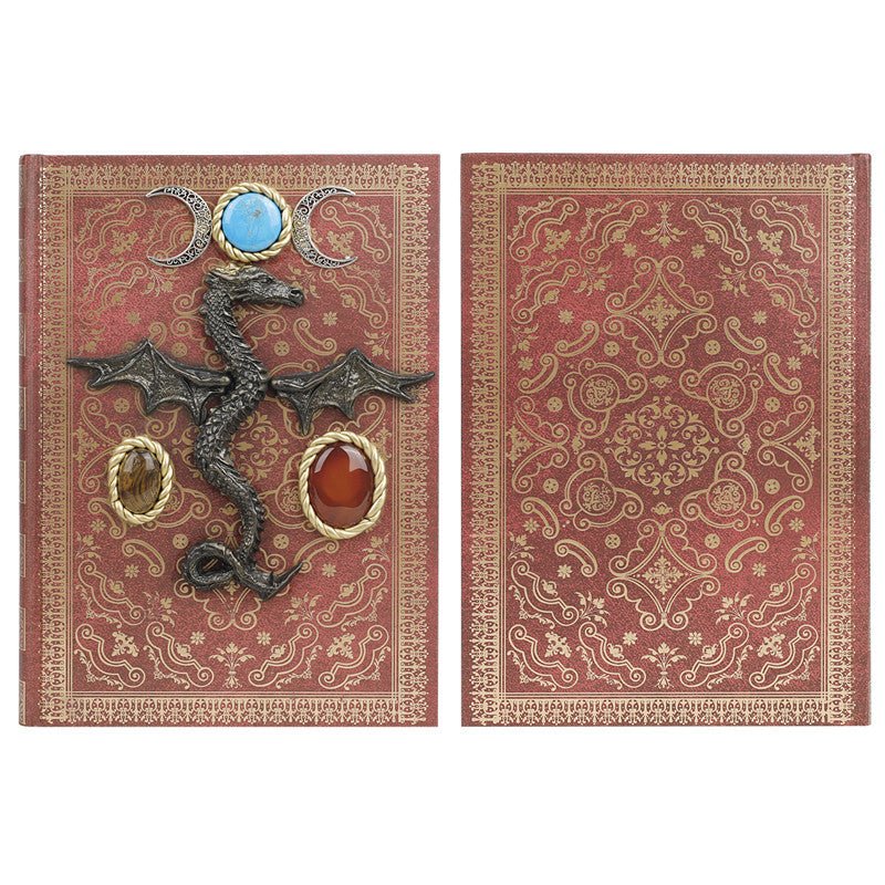 Sheehas Dragon - Embroidered Feng - Shui Protection Crystal Turquoise Magic Notebook 10"*7.5"*0.8" - 我的商店 - Artwork in Decor