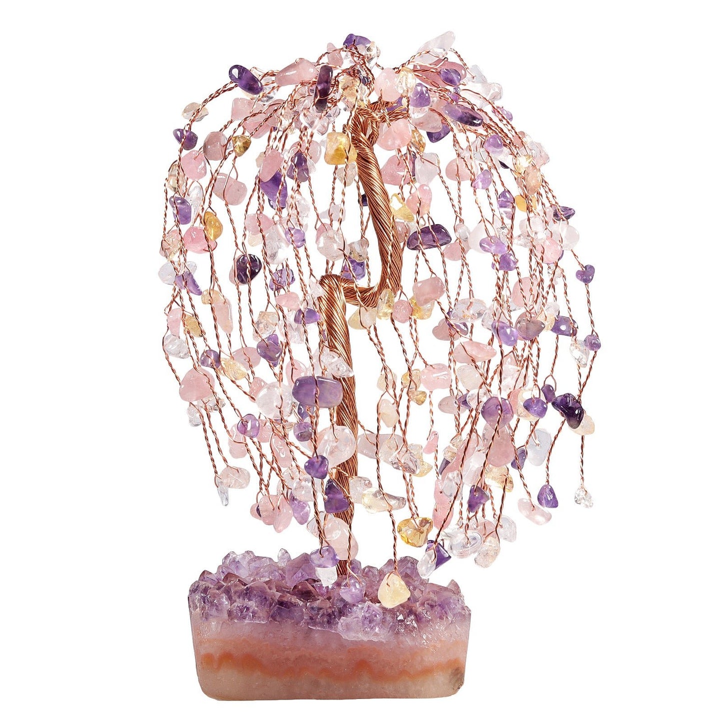 Sheehas Drooping Branches Chakras Crystal Tree of Life with Natural Amethyst Cluster Base - 我的商店 -