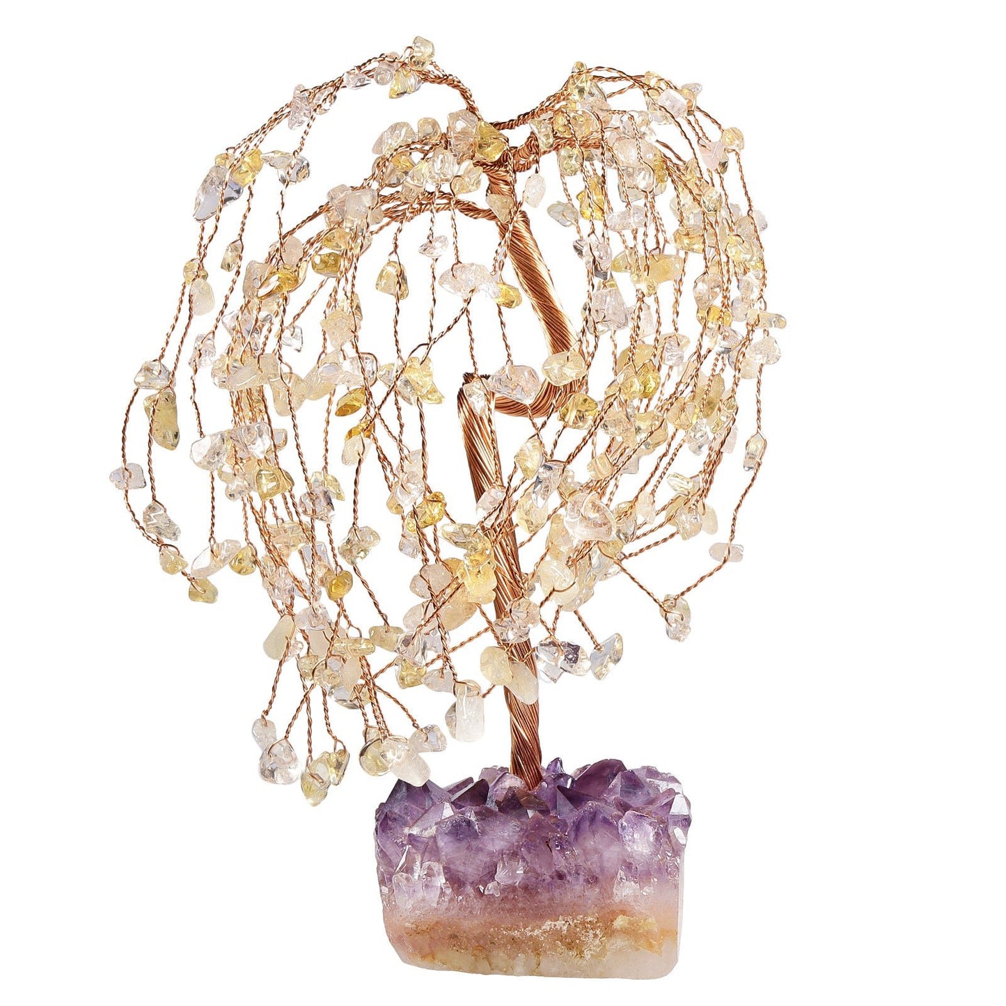 Sheehas Drooping Branches Chakras Crystal Tree of Life with Natural Amethyst Cluster Base - 我的商店 -