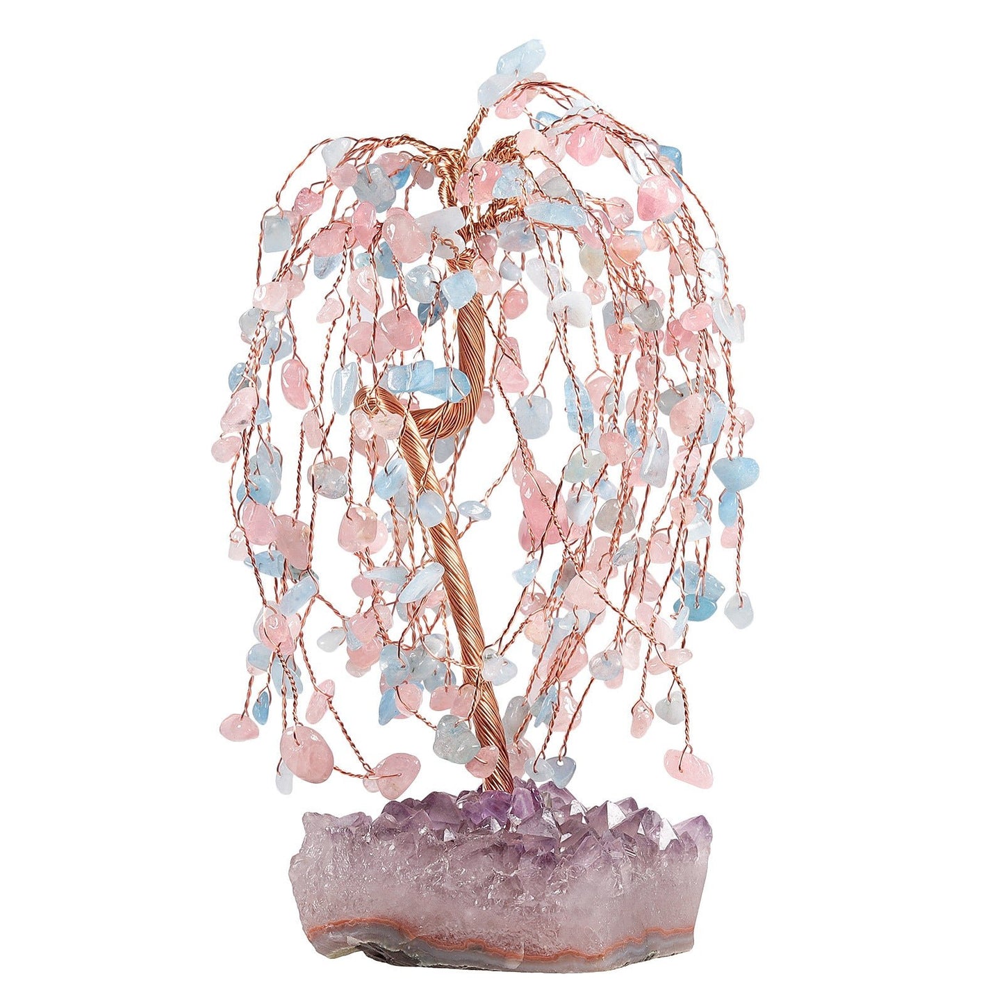 Sheehas Drooping Branches Chakras Crystal Tree of Life with Natural Amethyst Cluster Base - 我的商店 -