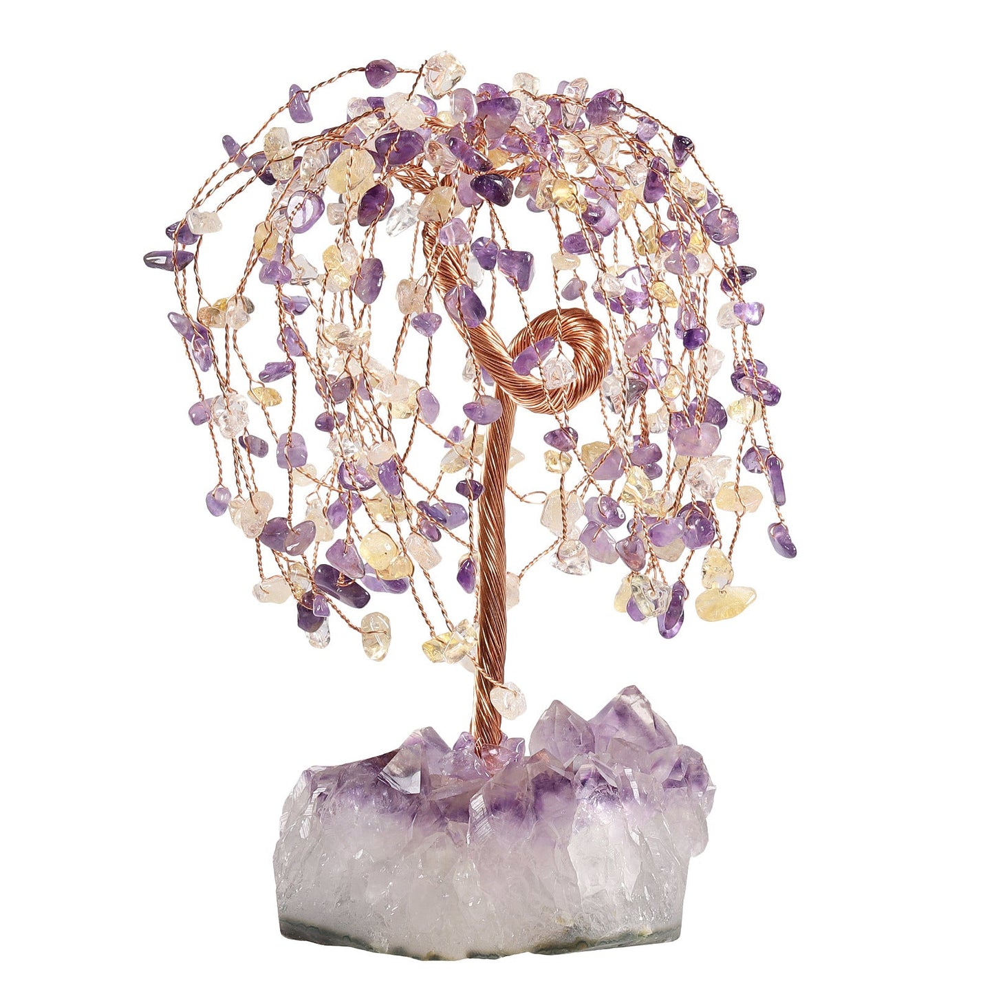 Sheehas Drooping Branches Chakras Crystal Tree of Life with Natural Amethyst Cluster Base - 我的商店 -