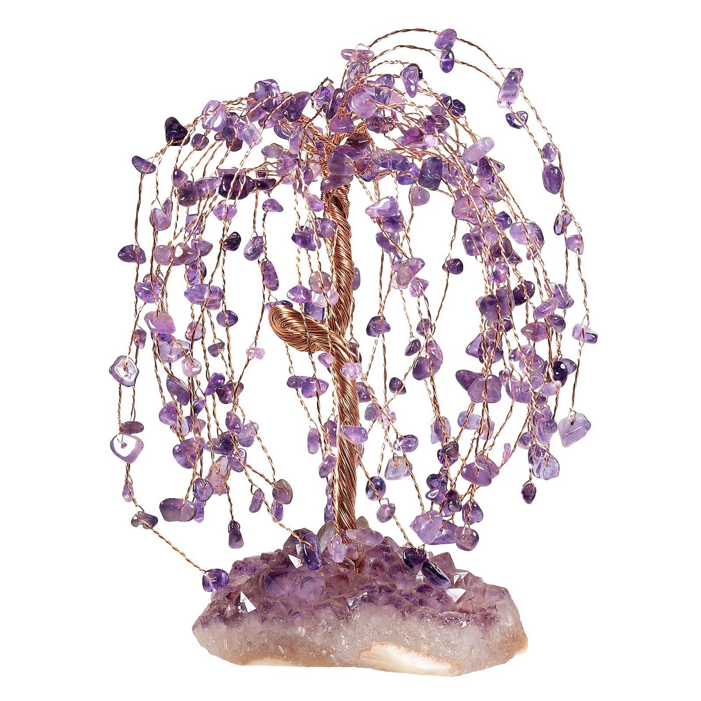 Sheehas Drooping Branches Chakras Crystal Tree of Life with Natural Amethyst Cluster Base - 我的商店 -