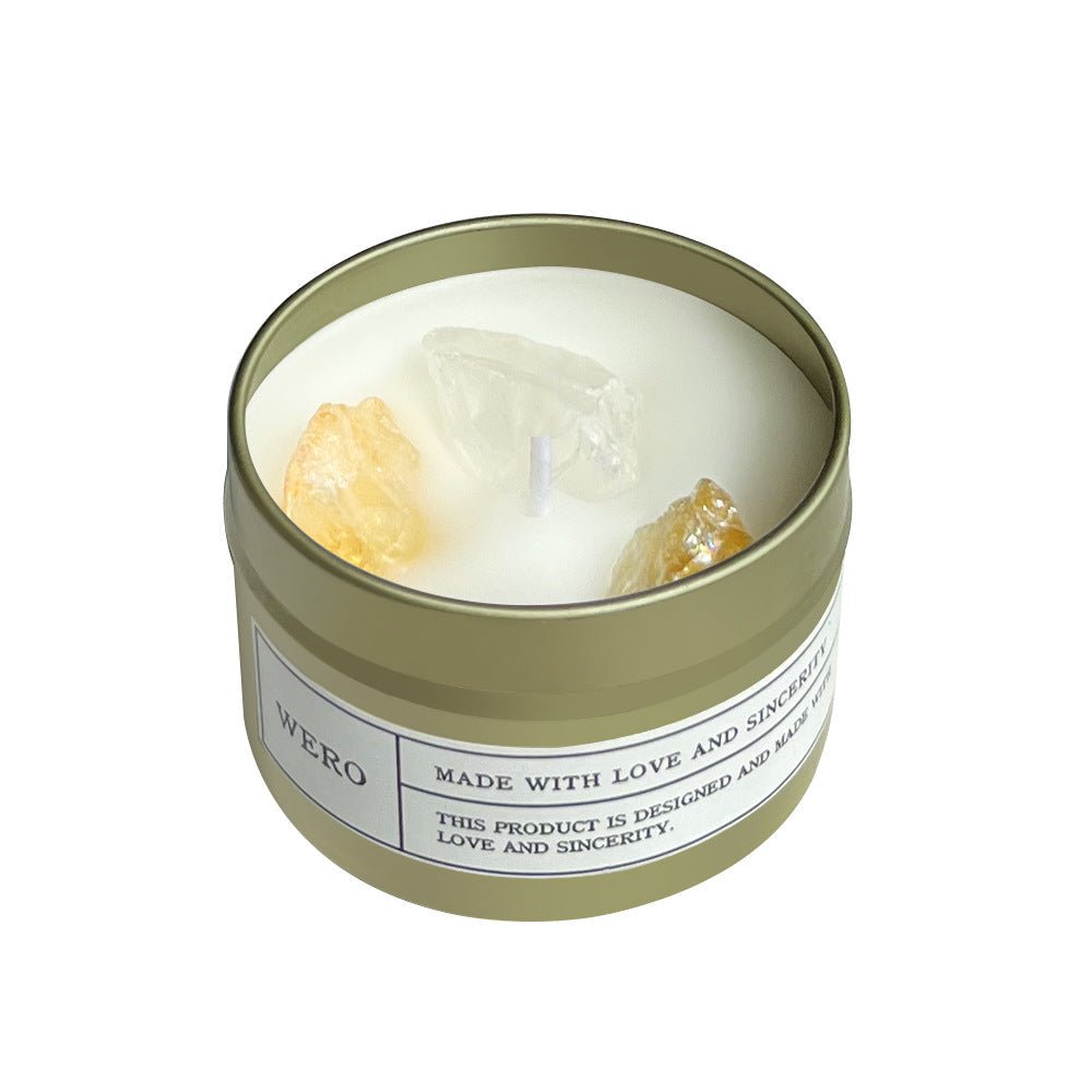 Sheehas Feng Shui Metal Canned Crystal Stone Aromatherapy Candle - Positive Emotion Boost - 我的商店 - aromatherapy for home