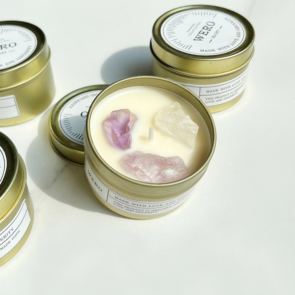 Sheehas Feng Shui Metal Canned Crystal Stone Aromatherapy Candle - Positive Emotion Boost - 我的商店 - aromatherapy for home