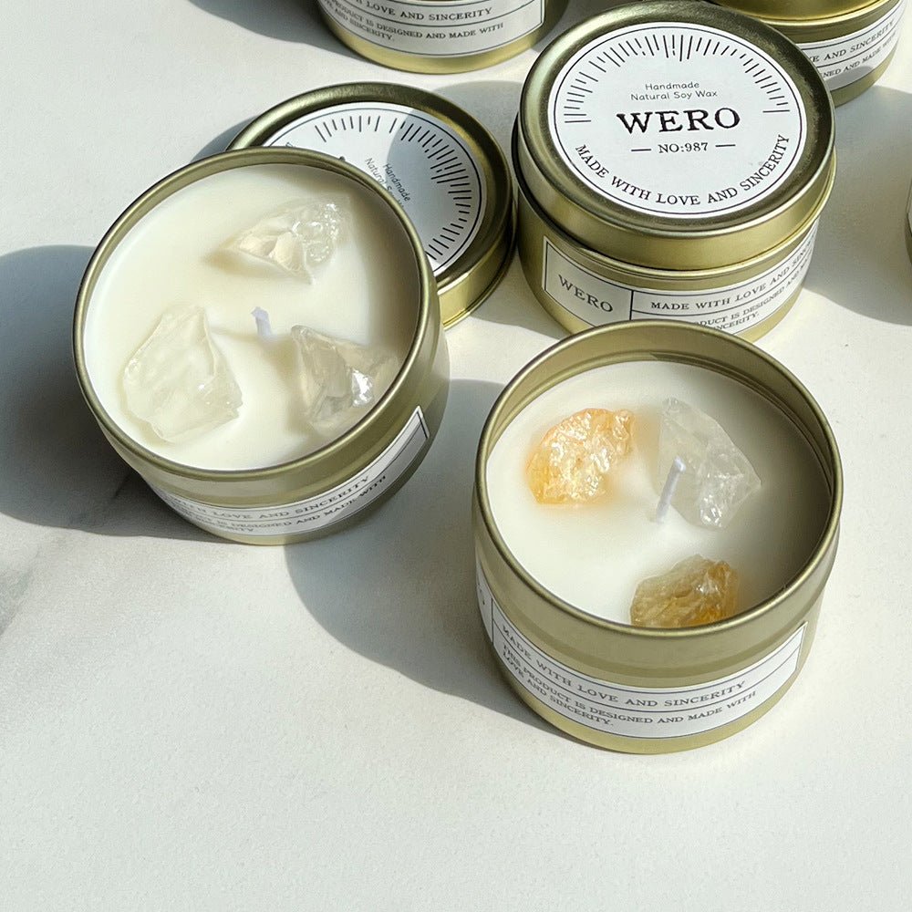 Sheehas Feng Shui Metal Canned Crystal Stone Aromatherapy Candle - Positive Emotion Boost - 我的商店 - aromatherapy for home