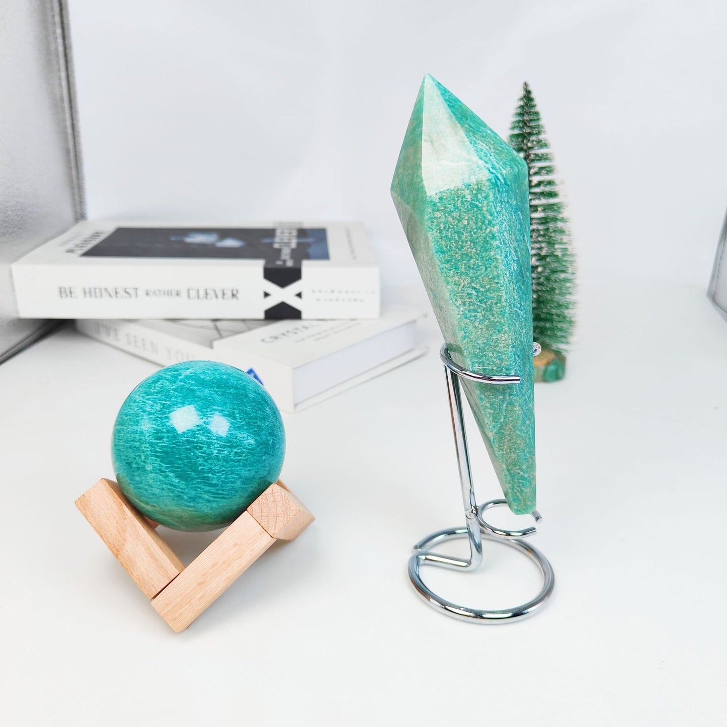 Sheehas Feng Shui Natural Amazonite Scepter Set - The Key to the Energy of the Throat Chakra and Heart Chakra - 我的商店 - crystal scepter