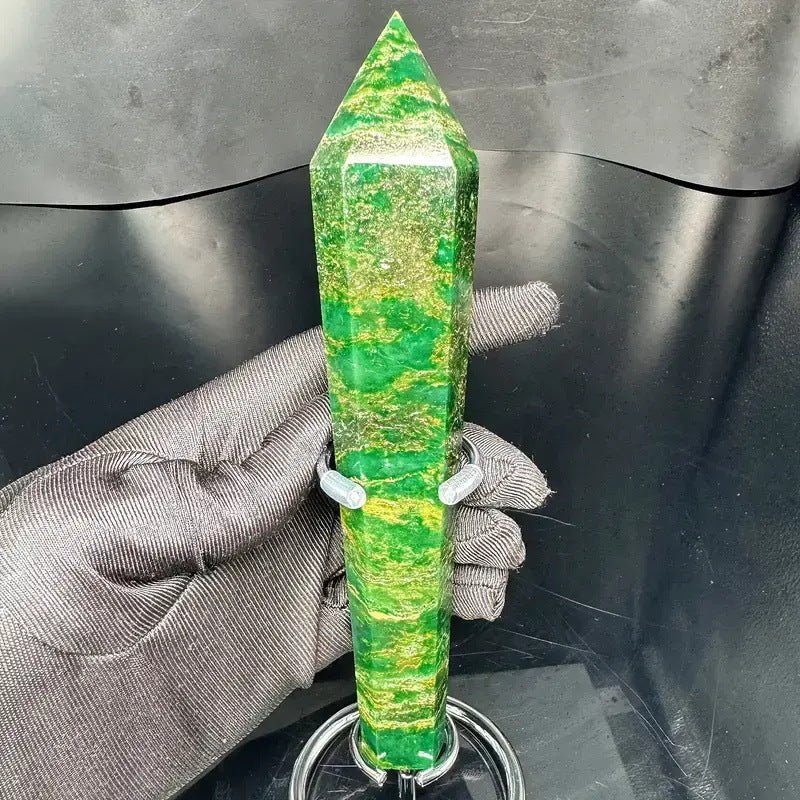 Sheehas Feng Shui Natural Crystal Emerald Scepter - The Sacred Object for Body - Mind Harmony and Energy Initiation ( Height: 5.9" - 6.2") - 我的商店 -