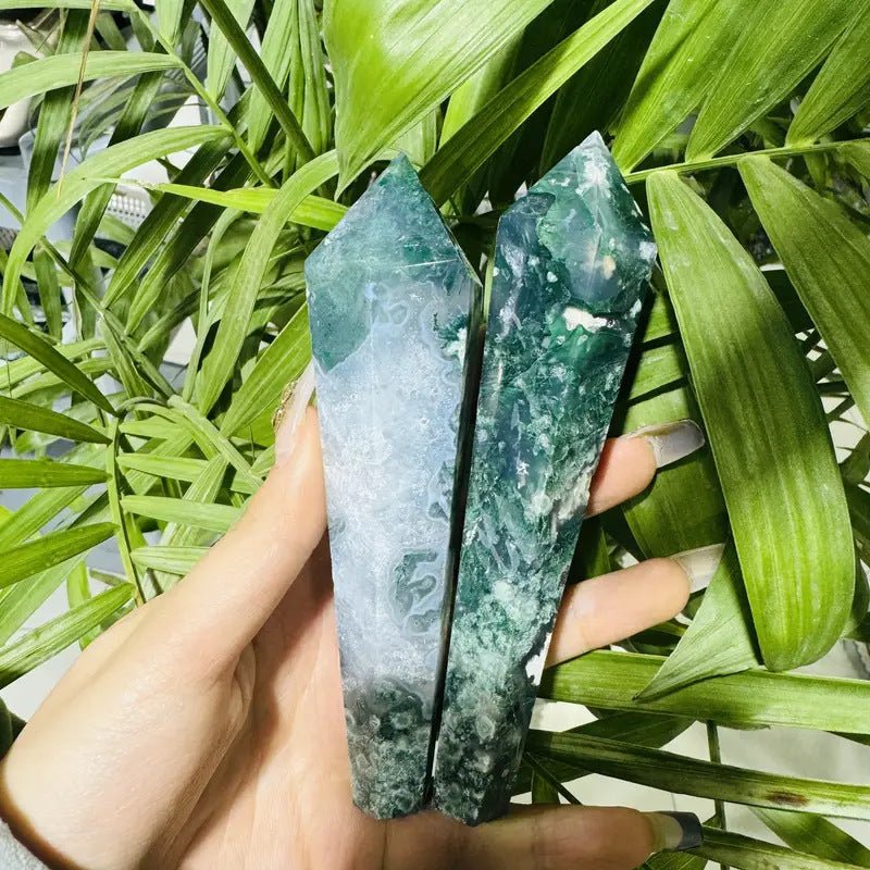Sheehas Feng Shui Natural Crystal Moss Agate Scepter - The Sacred Object for Natural Vitality Empowerment (Height: 4" - 7") - 我的商店 -