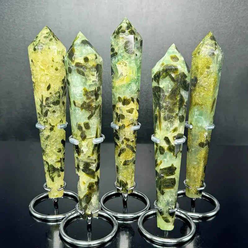 Sheehas Feng Shui Natural Crystal Prehnite Scepter - The Sacred Object for Life Energy Fortune Initiation ( Height: 5.5" - 6.3" ) - 我的商店 -