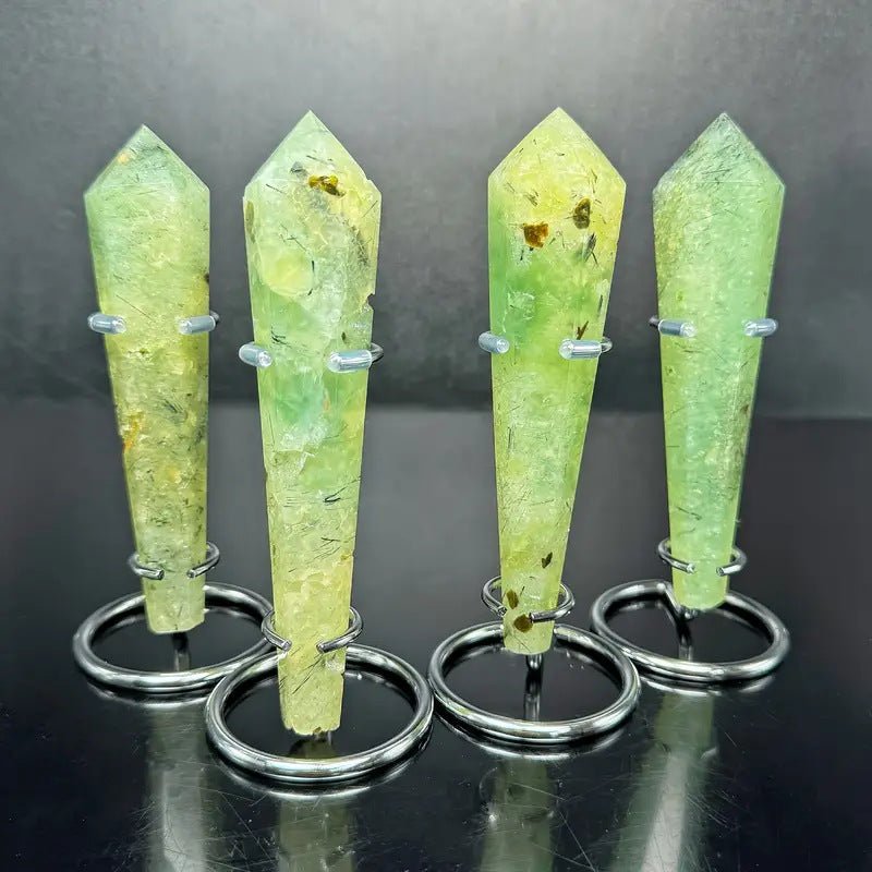 Sheehas Feng Shui Natural Crystal Prehnite Scepter - The Sacred Object for Life Energy Fortune Initiation ( Height: 5.5" - 6.3" ) - 我的商店 -