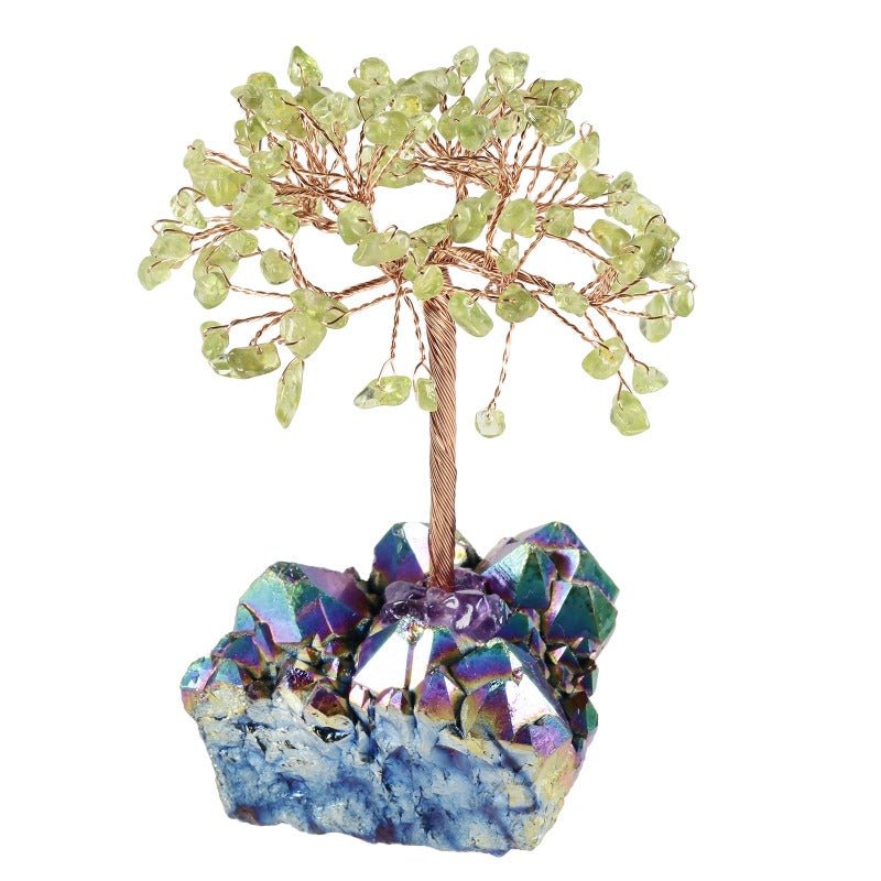 Sheehas Feng Shui Natural Crystal Tree of Life with Electroplated Crystal Cluster Base - 我的商店 -