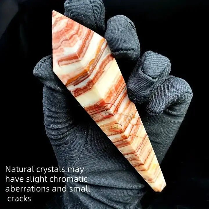 Sheehas Feng Shui Natural Rosy Cloud Agate Scepter - The Divine Tool for Five z - Element Balance and Fortune Initiation (Height: 4.3" - 5.9") - 我的商店 - Artwork in Decor