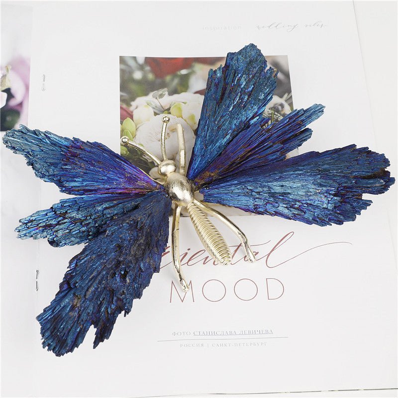 Sheehas Feng Shui Natural Tourmaline Blue - Plated Butterfly Decoration - Spiritual Wings Energizing (Width: 6.7" - 7.9") - 我的商店 -