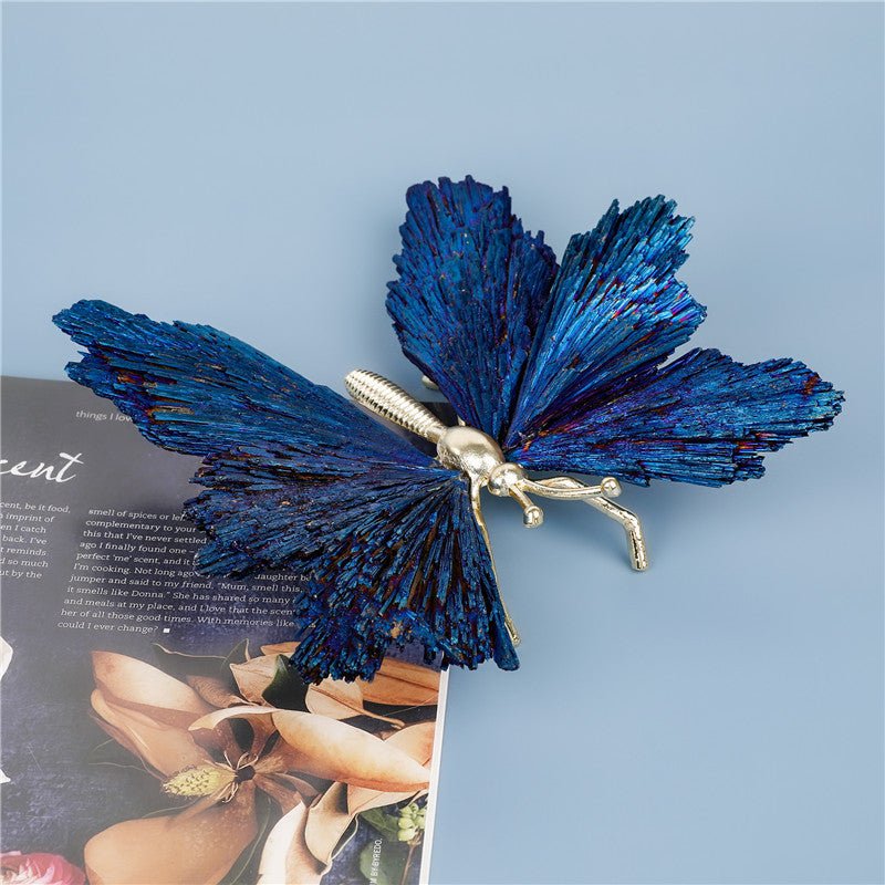 Sheehas Feng Shui Natural Tourmaline Blue - Plated Butterfly Decoration - Spiritual Wings Energizing (Width: 6.7" - 7.9") - 我的商店 -