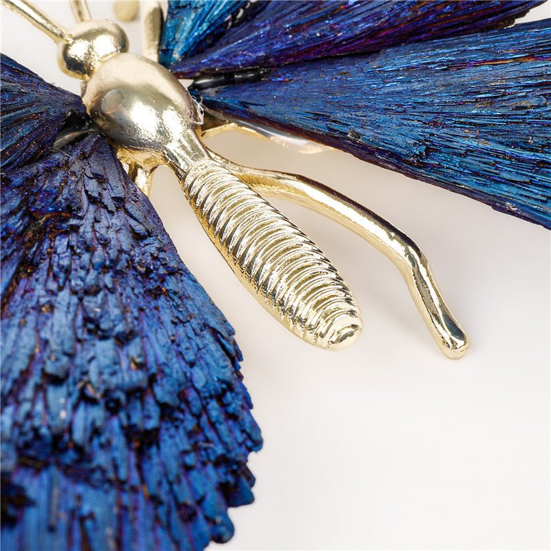 Sheehas Feng Shui Natural Tourmaline Blue - Plated Butterfly Decoration - Spiritual Wings Energizing (Width: 6.7" - 7.9") - 我的商店 -
